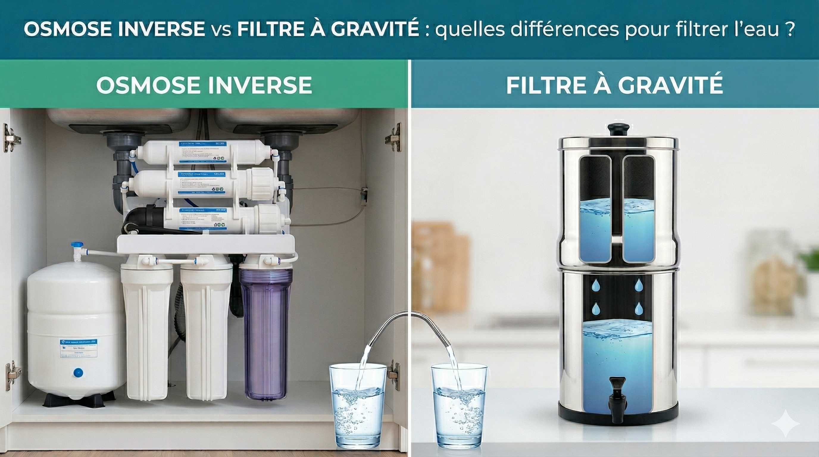 Osmose inverse vs filtre à gravité : quelles différences pour filtrer l’eau ?